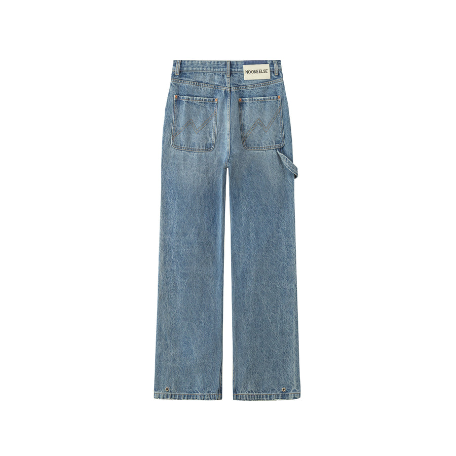 CHUU Straight Washed Denim Pants