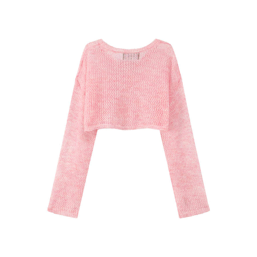 CHUU Crochet See-Through Crop Sweater