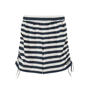 Striped Shirring Loose Shorts