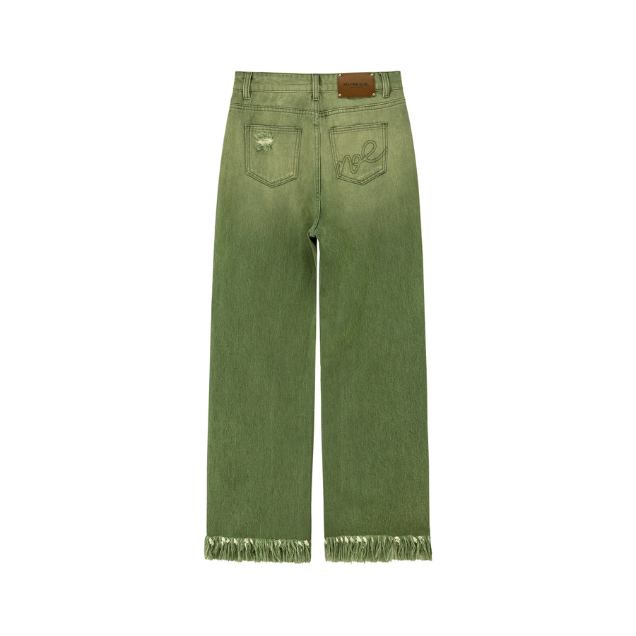 CHUU Gradient Wide Denim Frayed Pants