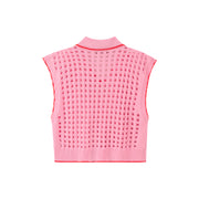 Ex-Varsity Girl Crochet Vest Sweater