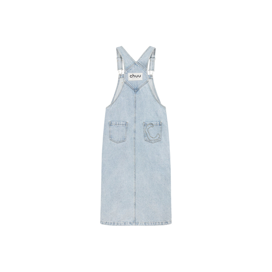 CHUU Distressed Denim Overall Dress