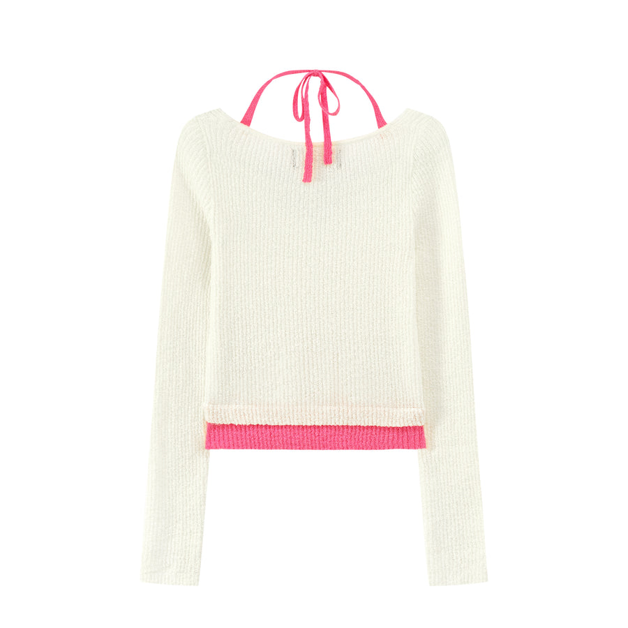 CHUU Color neck Wrap Knit sweater