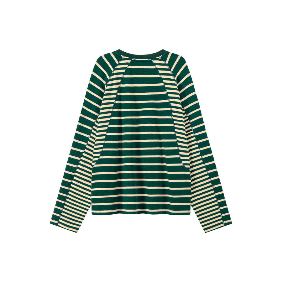 CHUU Cut To The Chase Striped Raglan T-Shirt