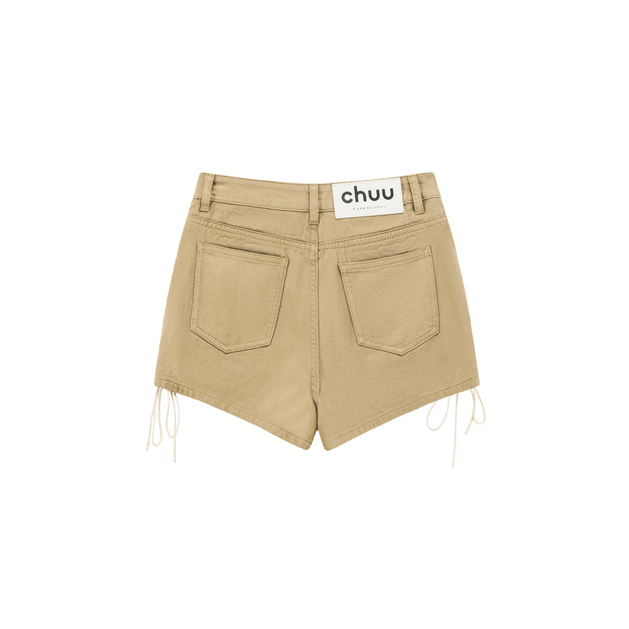 CHUU Lace Up Design Denim Shorts