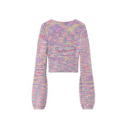 Rainbow V-Neck Long Sleeve Crop Knit Sweater