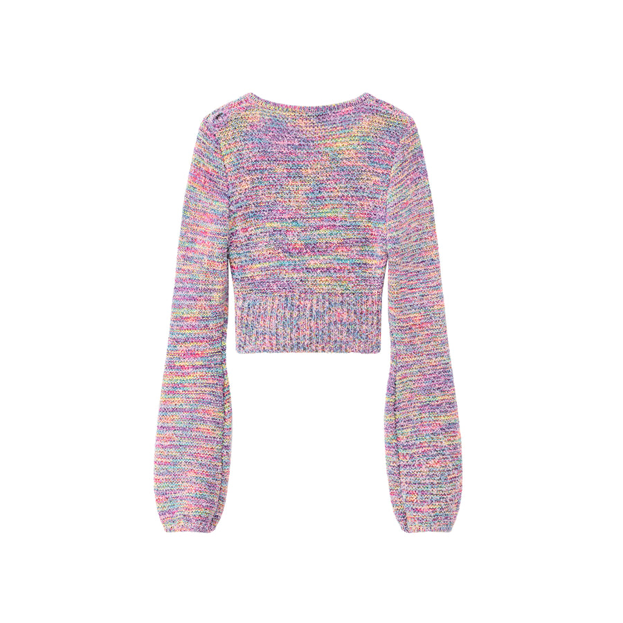 CHUU Rainbow V-Neck Long Sleeve Crop Knit Sweater