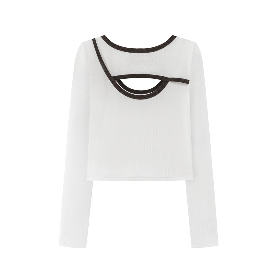 CHUU Front And Back Cutout Long Sleeved Top