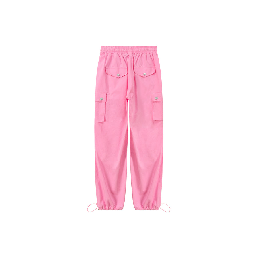 CHUU Basic Color String Cargo Wide Pants