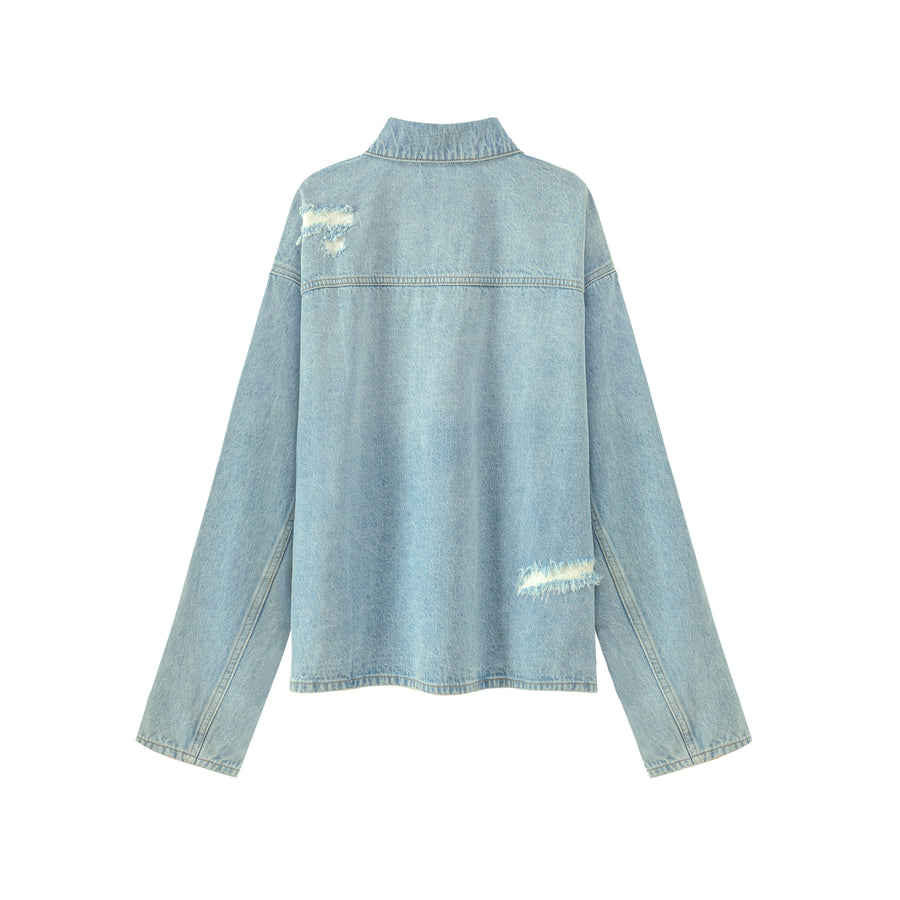 CHUU Loose Fit Washed Denim Shirt