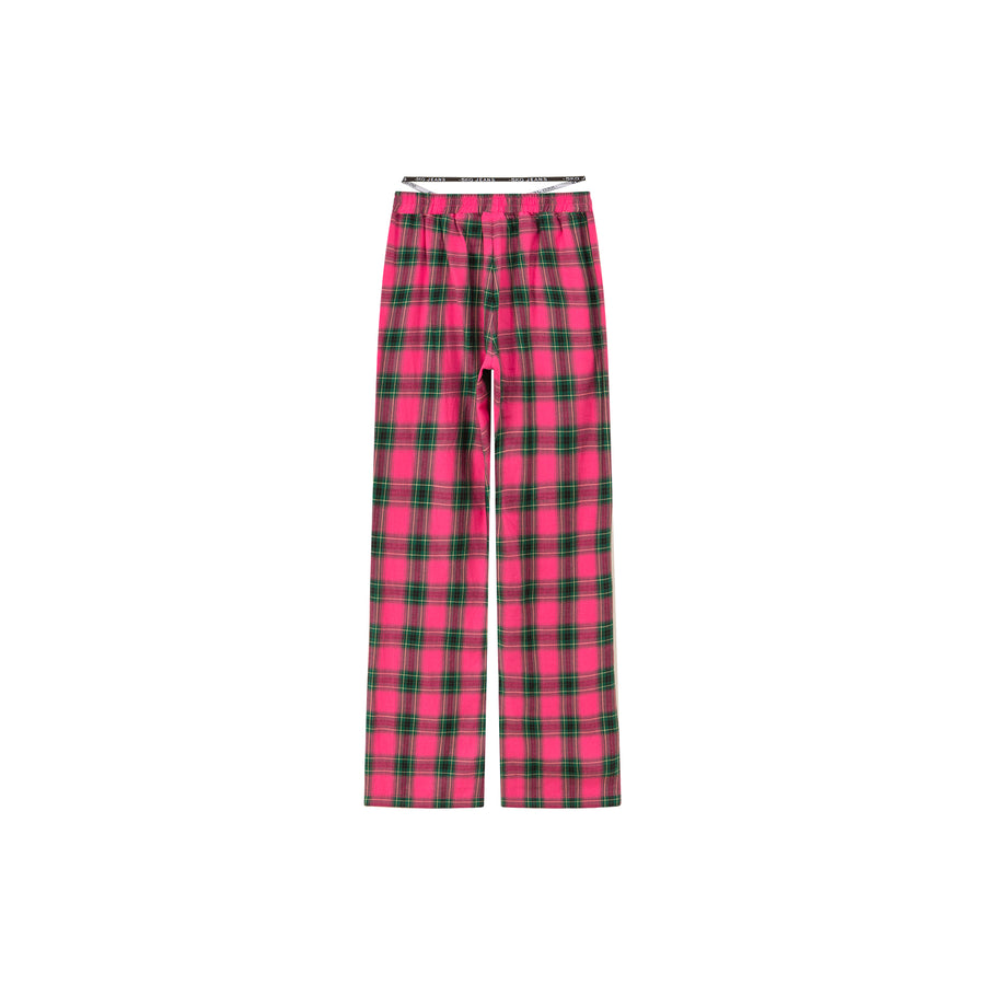 CHUU Check Wide Pants