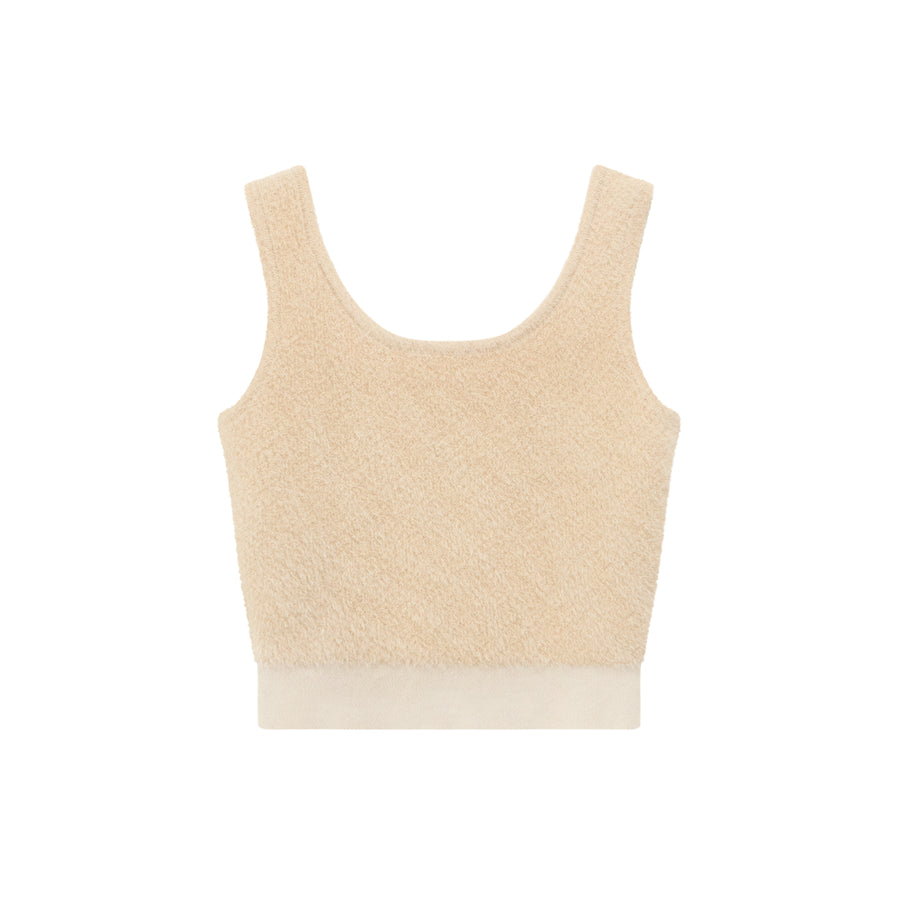 CHUU Lettering Soft Fluffly Sleeveless Crop Top