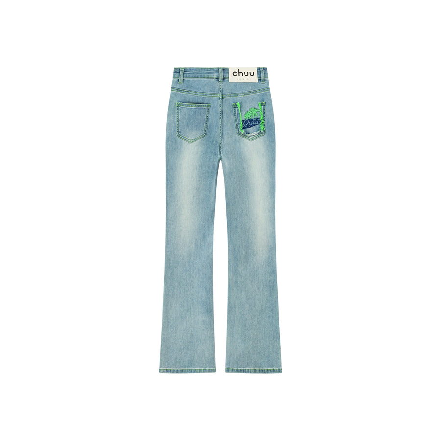 CHUU Chuu Pocket Design Semi Bootcut Denim Jeans