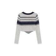 Chuu Baby Open Collar Cropped Knit T-Shirt