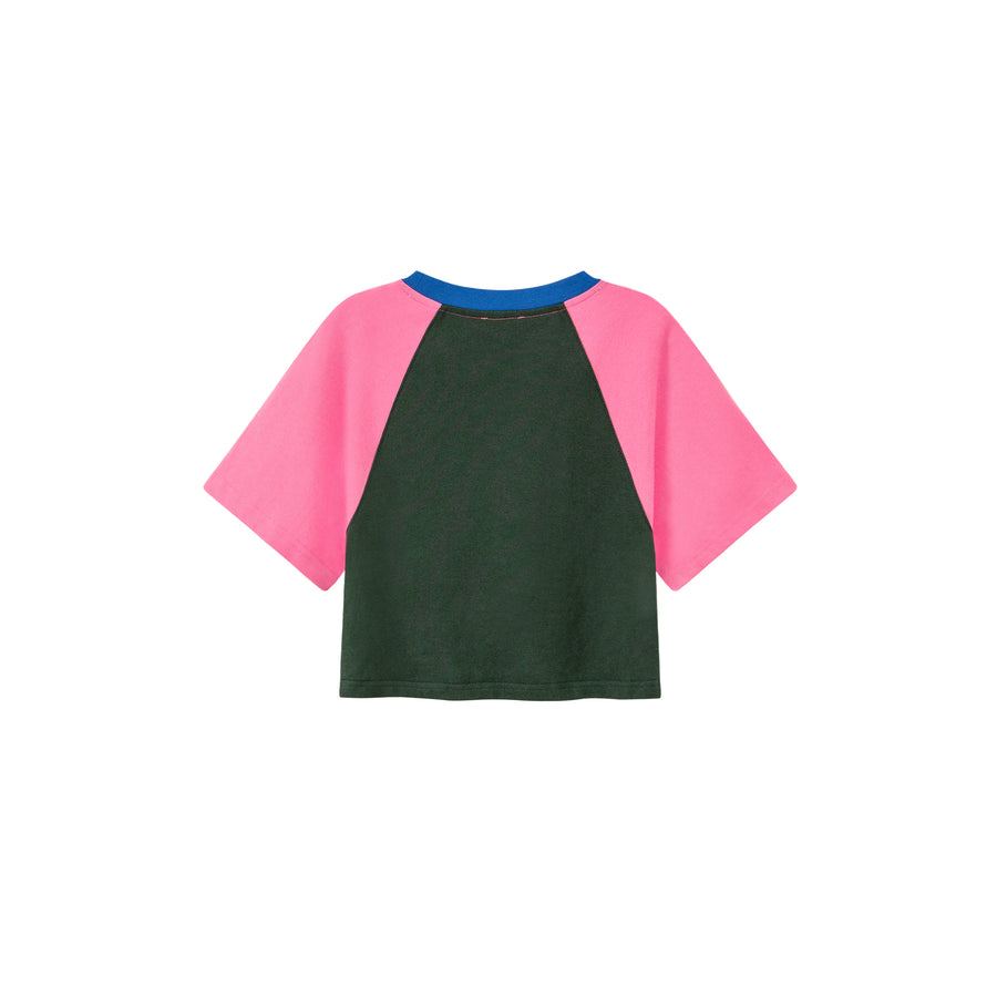 CHUU Contrast Raglan Cropped T-Shirt