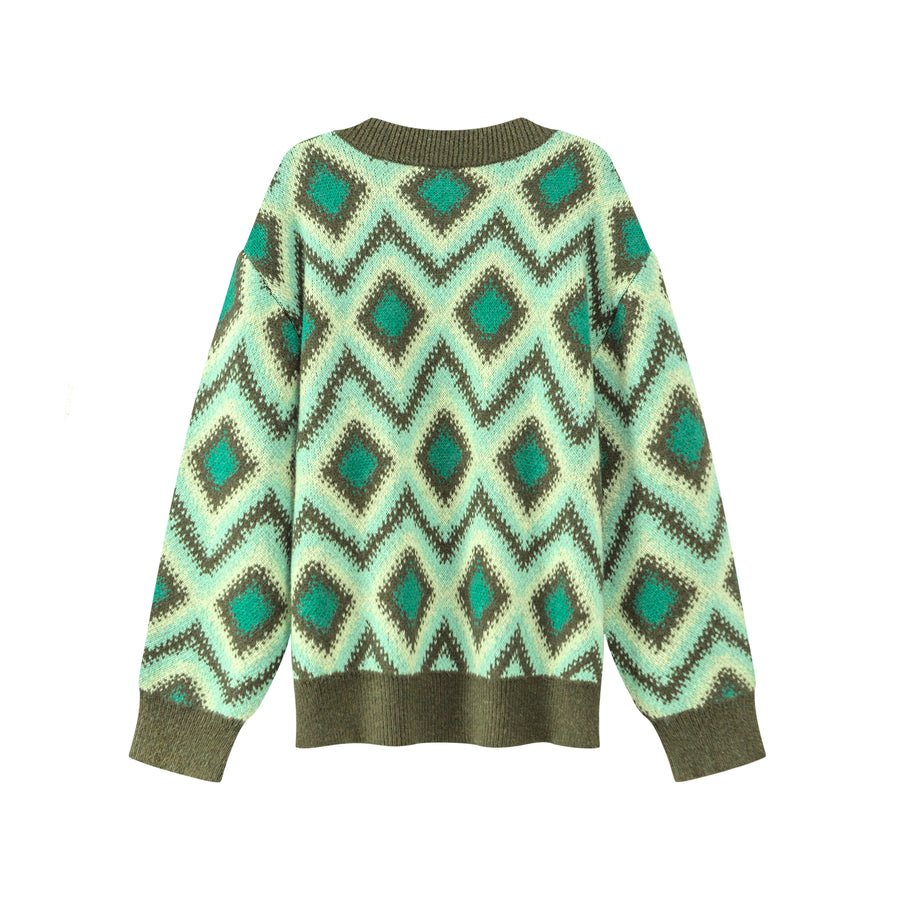 CHUU Argyle Loose Fit Knit Sweater