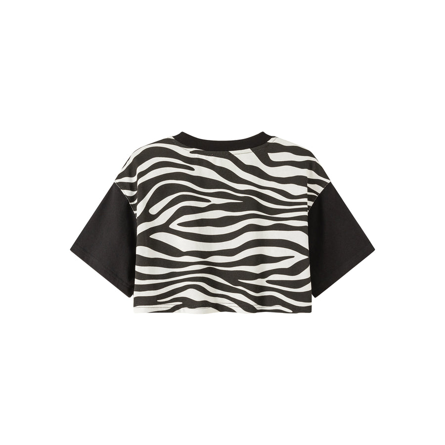 CHUU Zebra Contrast Cropped T-Shirt