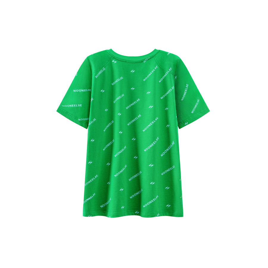 CHUU Wide Side Slit Green T-Shirt