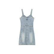 Denim Bustier Belt Mini Dress