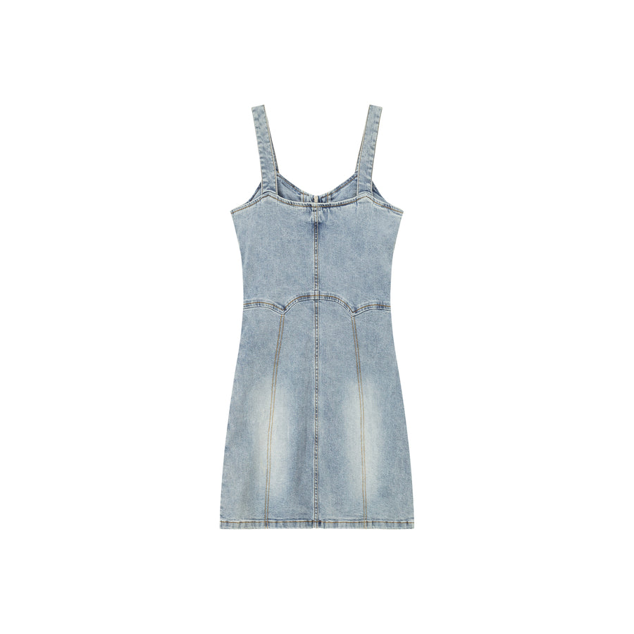 CHUU Denim Bustier Belt Mini Dress