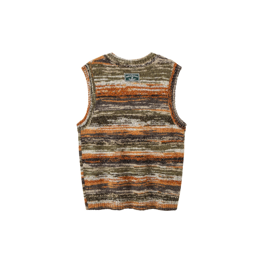 CHUU Mixed Color Blur Stripes Knit Vest