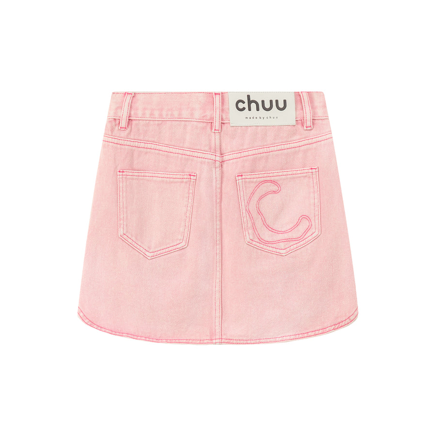 CHUU Heart Pocket Denim Skirt