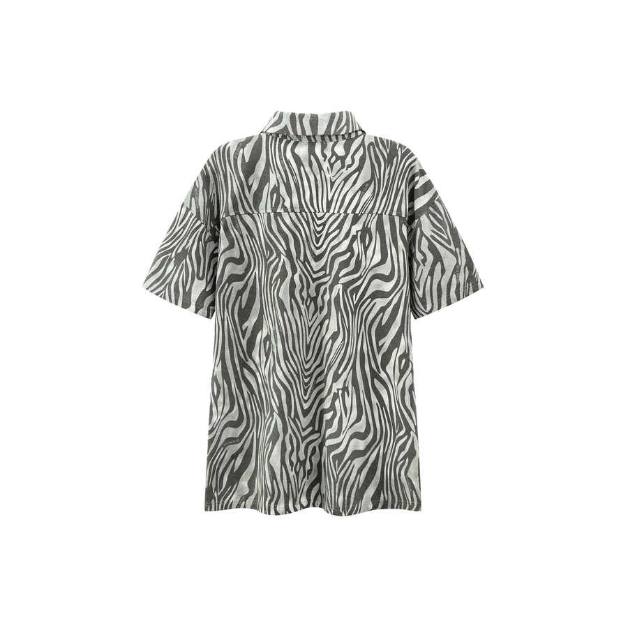 CHUU Zebra Print Loosefit Long Shirt