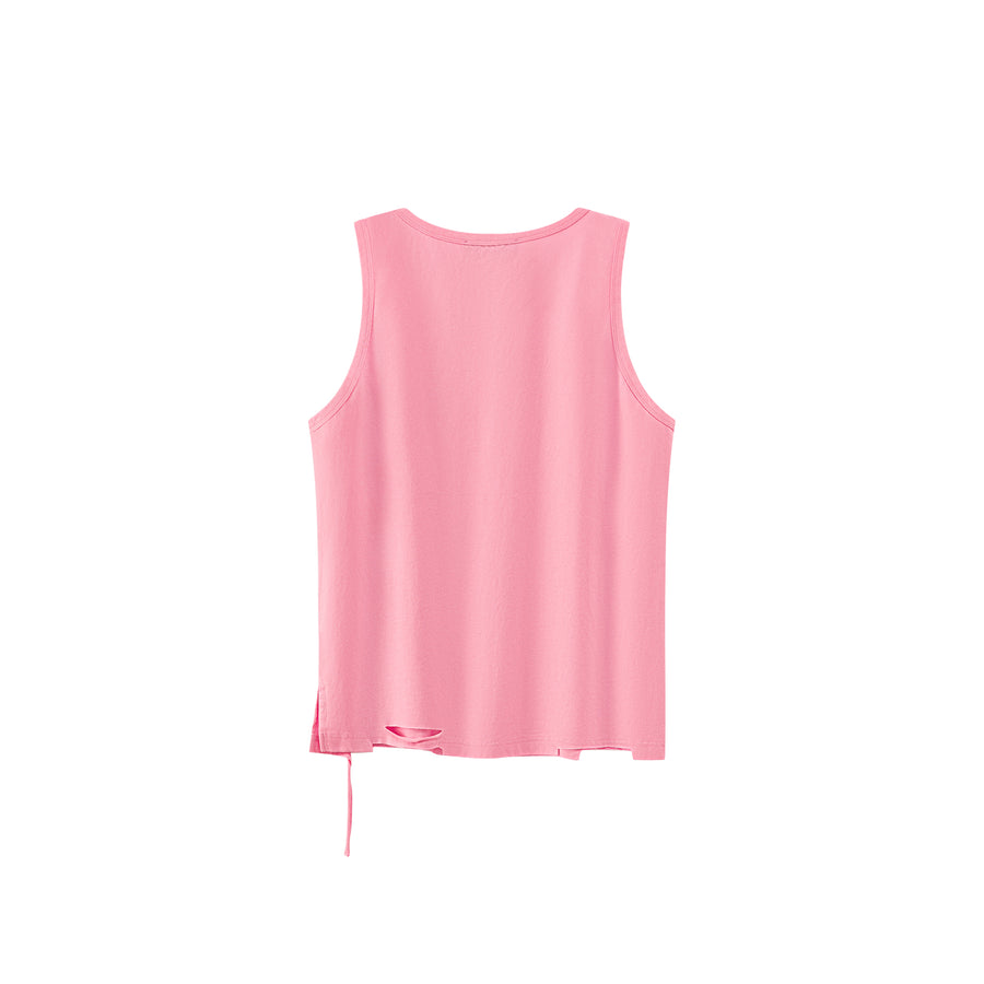 CHUU Fragile Tag Ripped Sleeveless Top