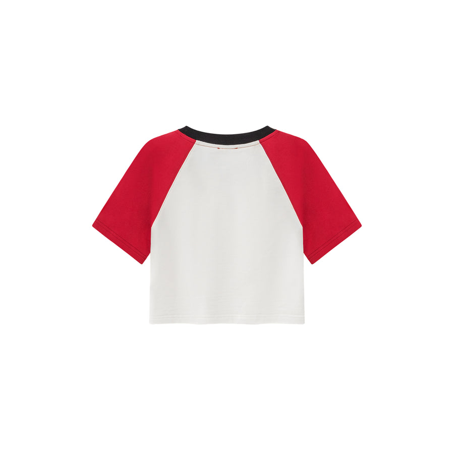 CHUU Chuu Circus Contrast Raglan Cropped T-Shirt