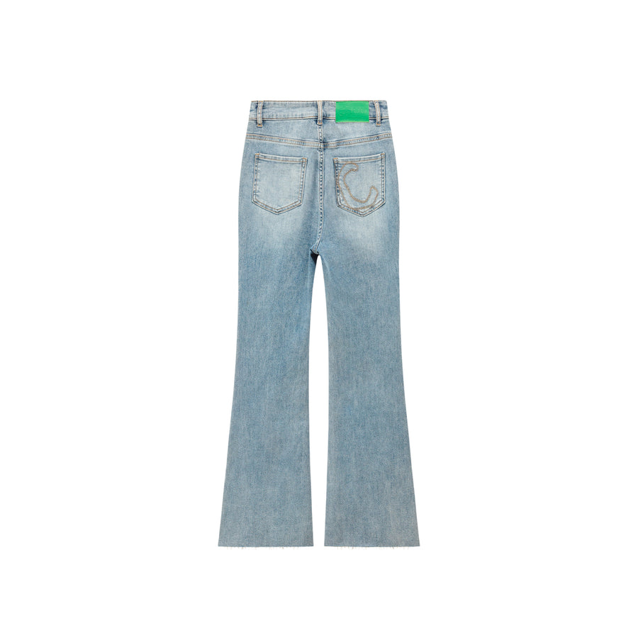 CHUU Sunshine High Waist Bootcut Washed Denim Pants