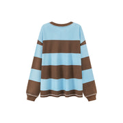 Round Neck Large Stripes Long-Sleeves Top