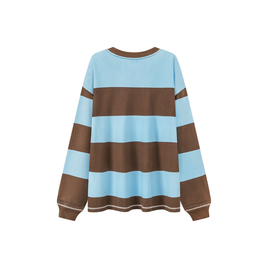 CHUU Round Neck Large Stripes Long-Sleeves Top