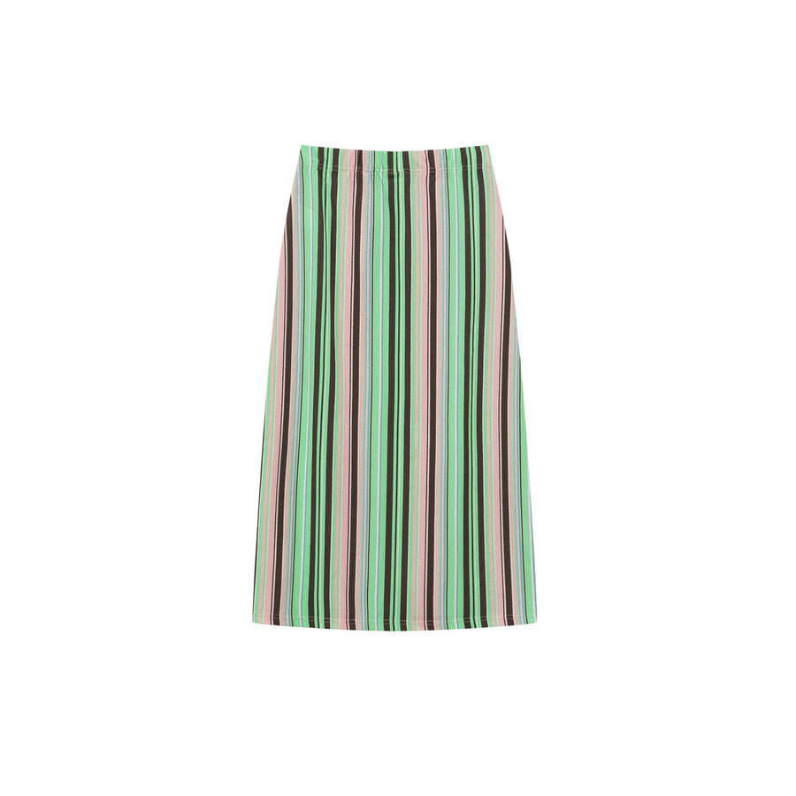 CHUU Rainbow Stripes Contrast Long Skirt