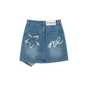 Unbalanced Denim Mini Skirt