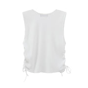 V-Neck Side Shirring Sleeveless Top