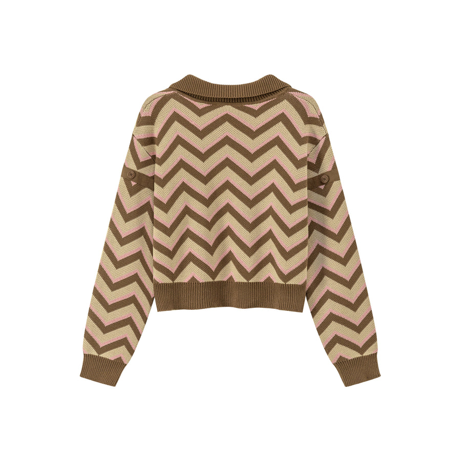 CHUU Zig Zag Colored Stripe Knit Sweater