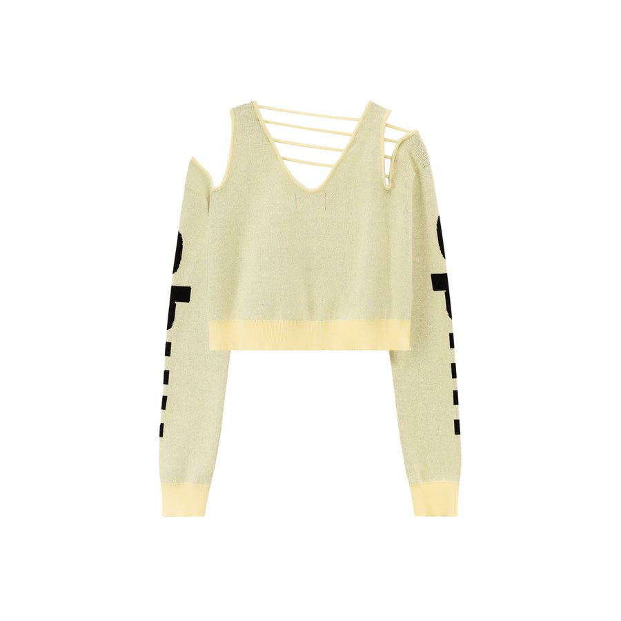 CHUU Shoulder Cut Out Crop Zip-Up