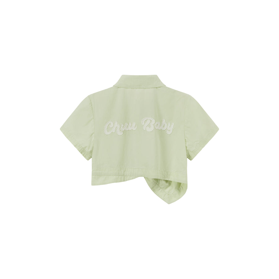 CHUU Unbalanced Chuu Baby Cropped Shirt