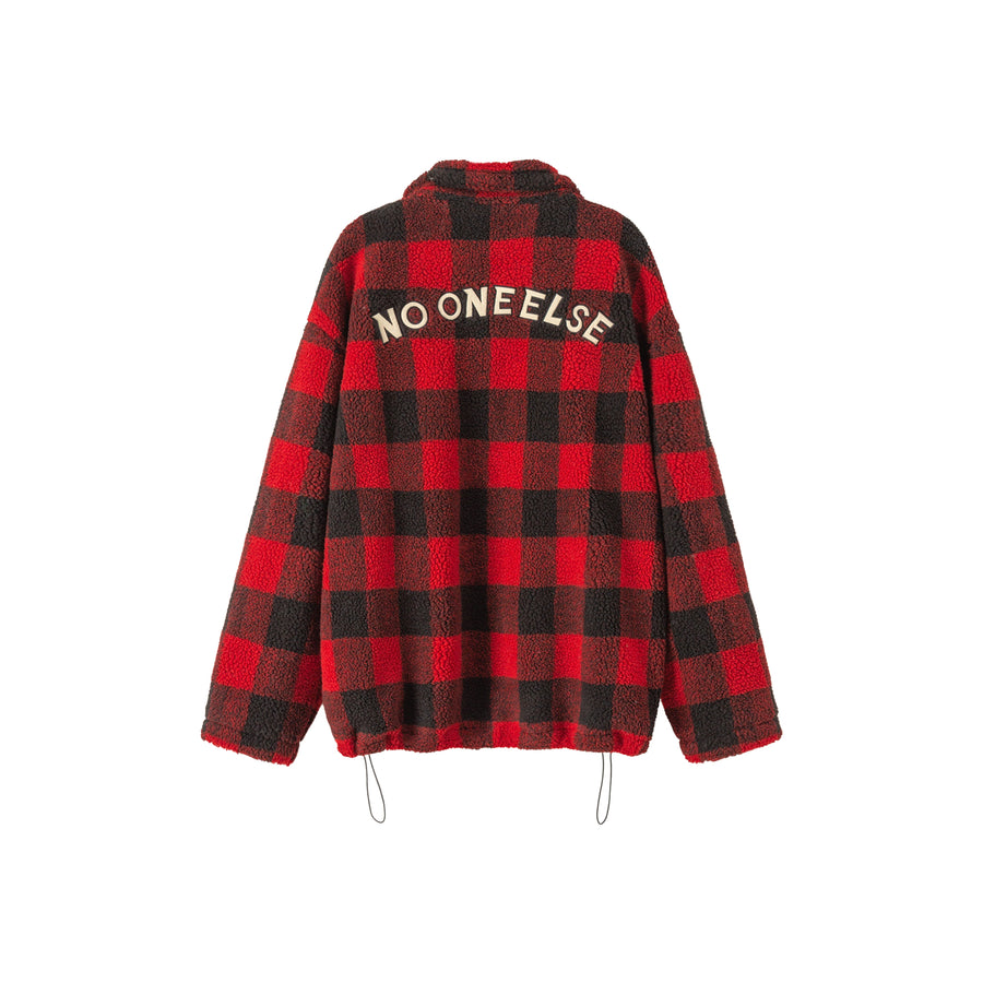 CHUU Classic Check Fleece Zip-Up Jacket