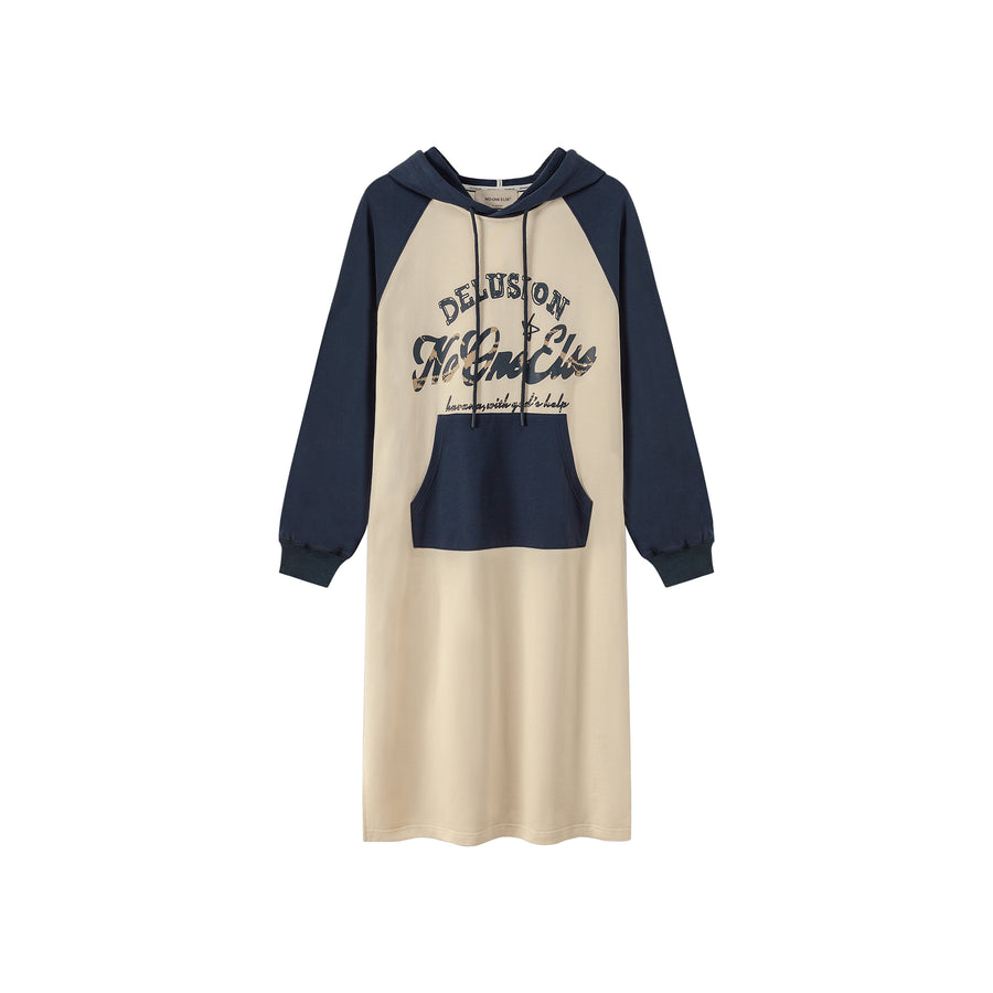 CHUU Raglan Loose Fit Hooded Dress