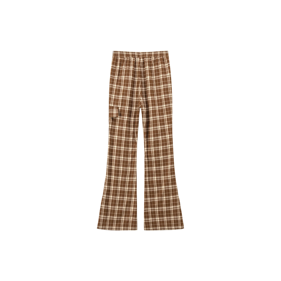 CHUU Infinite Check Slit Bootcut Pants