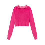 Your Sweetheart Open Collar Cropped Knit Top