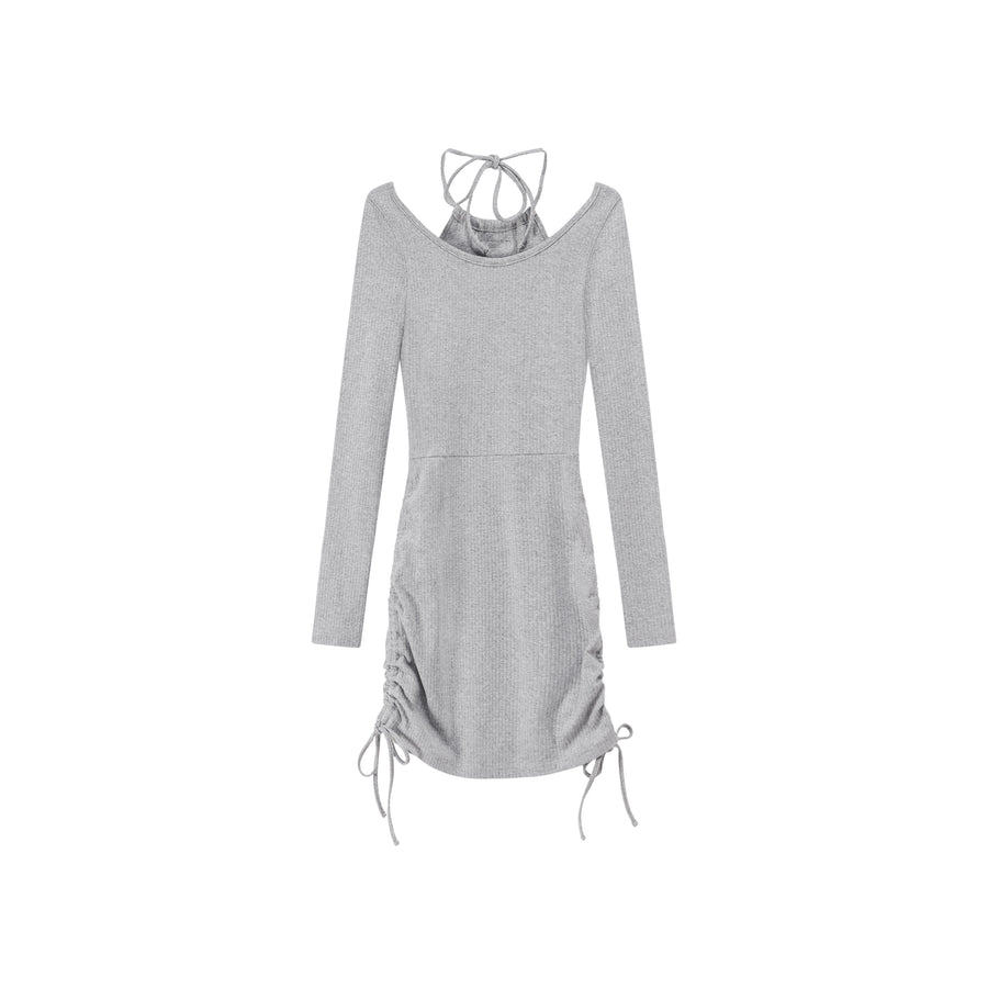 CHUU Halter Long Sleeve String Dress