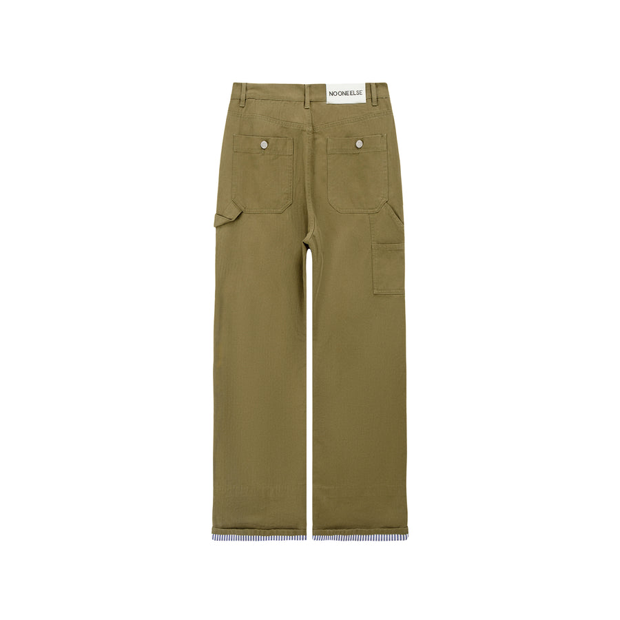 CHUU Simple High-Waisted Straight Khaki Pants