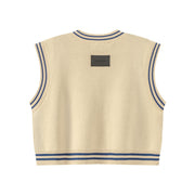 Lettering V-Neck Knit Vest