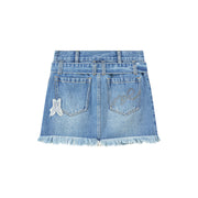 Denim Fringe Mini Skirt