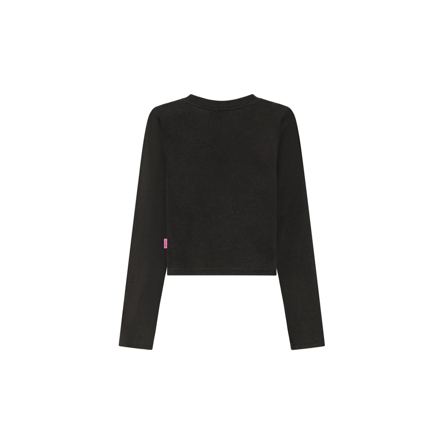 CHUU Heart Cutout Cropped Long Sleeve Top