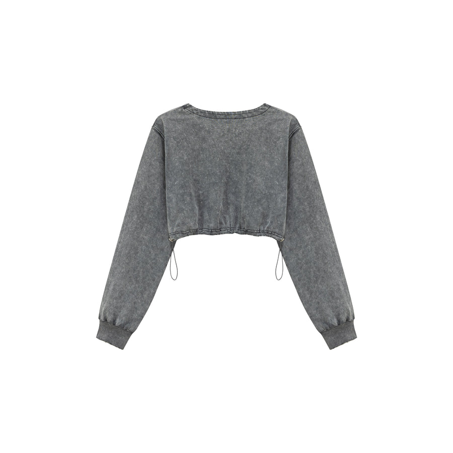 CHUU V-Neck Cropped Sweatshirt