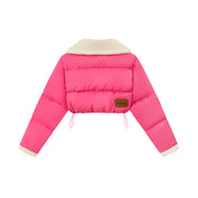 Fleece Collar Crop Padded Jacket