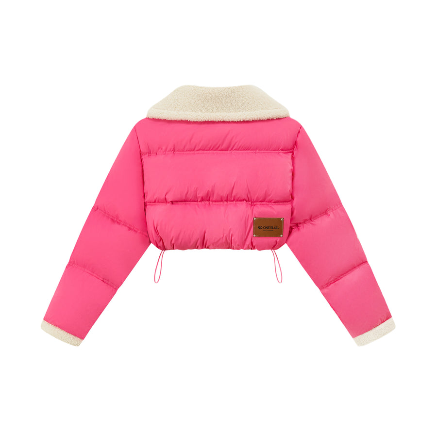 CHUU Fleece Collar Crop Padded Jacket